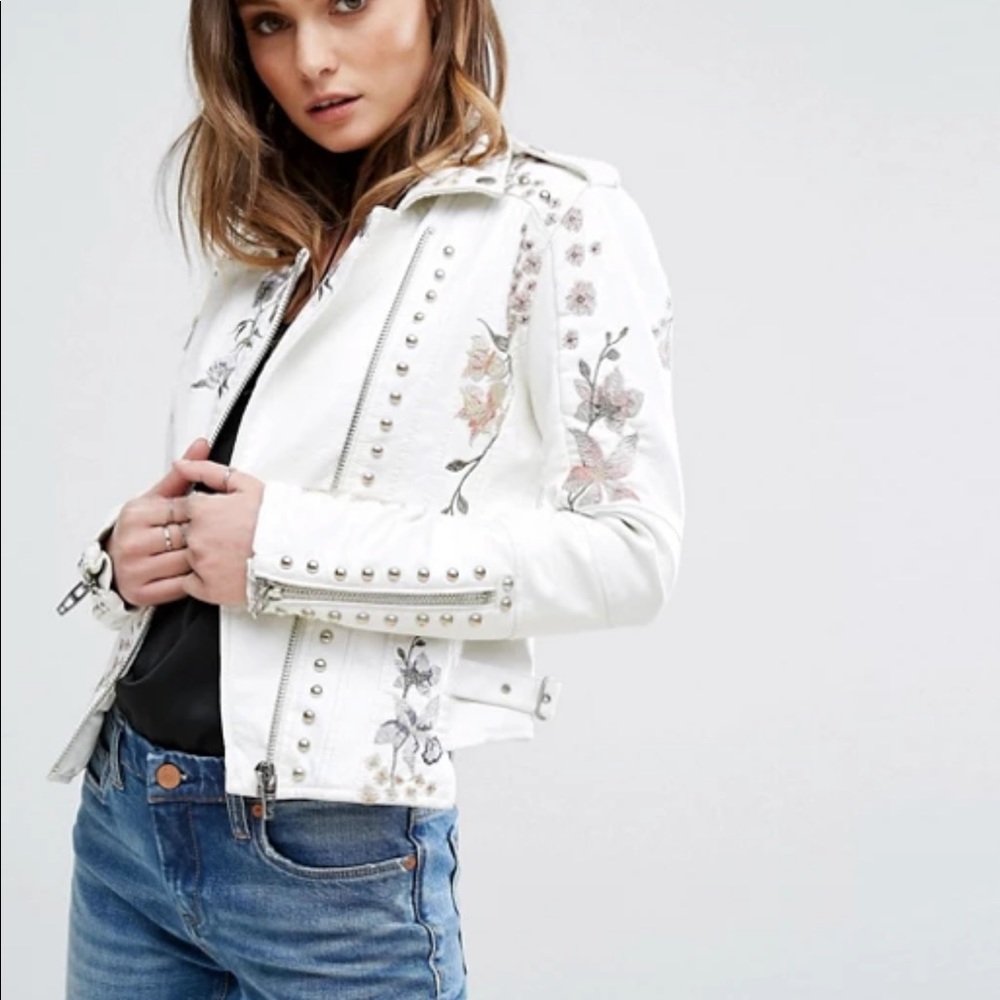 Blank nyc white leather jacket